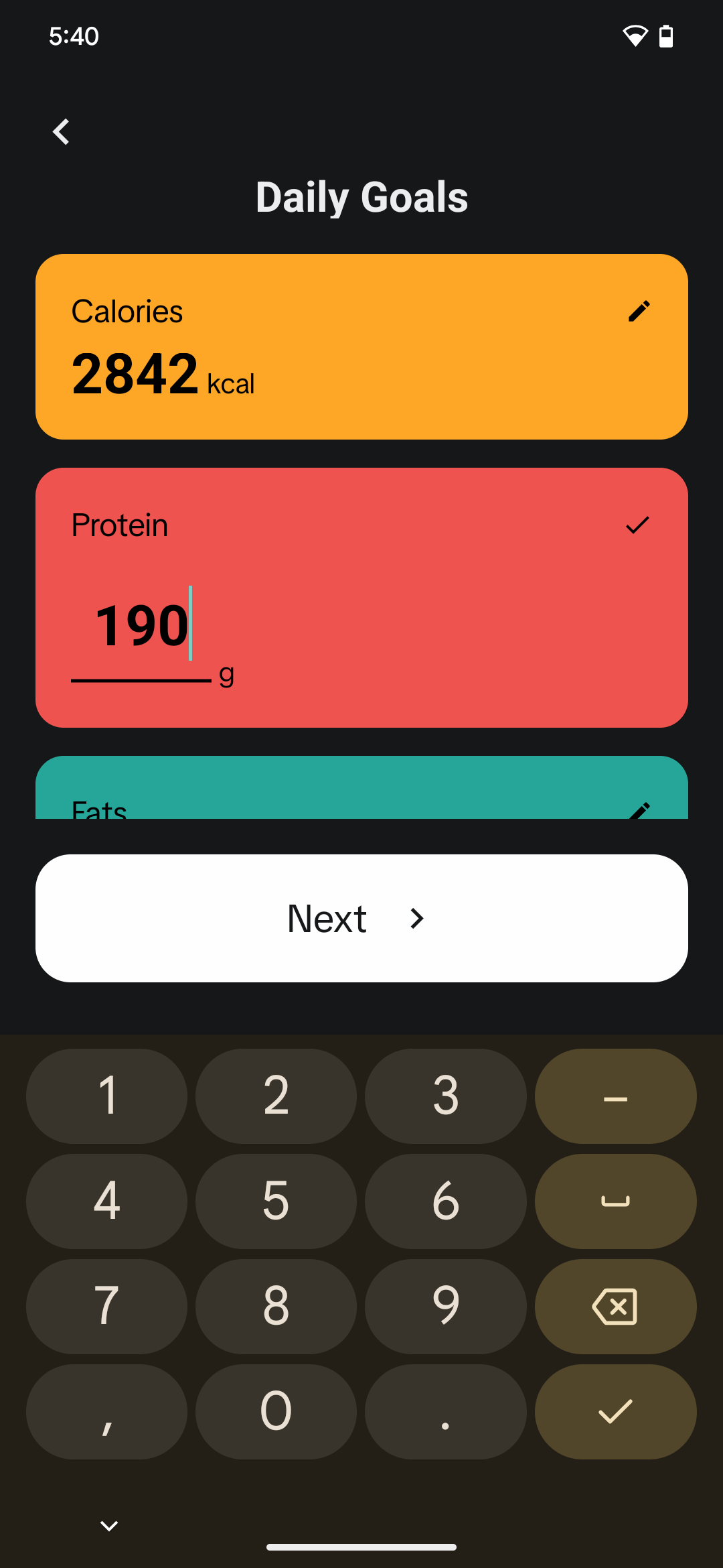 Daily goals are editable